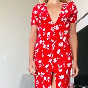 Zara Premium Floral Print Midi Dress